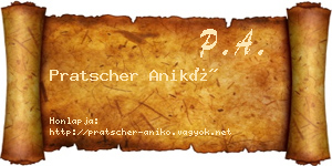 Pratscher Anikó névjegykártya